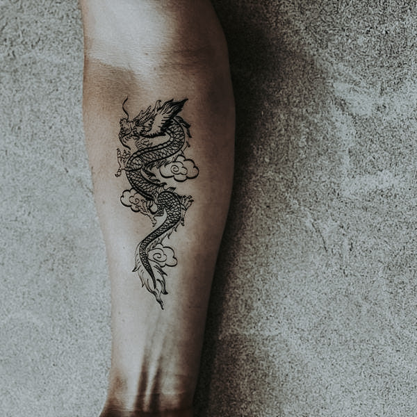Dragon in Clouds Temporary Tattoo